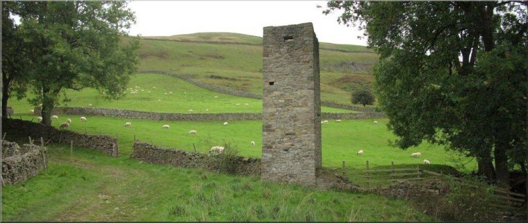 The old restored Braithwaite Lead Smelt Mill Chimney dating from the mid 1800's