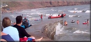 The inshore lifeboat is launched from Cobble Landing
