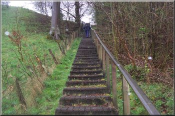 Staircase at the start of the climb onto the Eildon Hills
