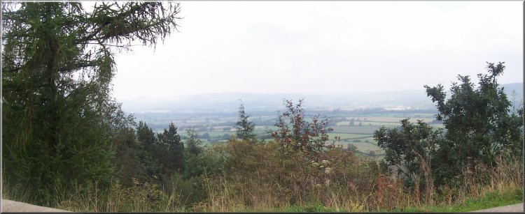 Looking north from Clay Bank car park towards Roseberry Topping and Captain Cook's Monument hidden in the mist