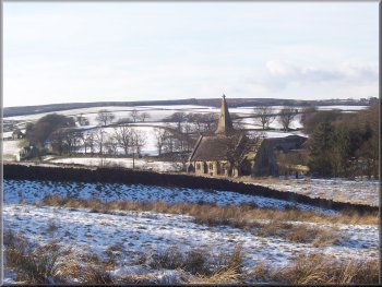 The church at Blubberhouses seen from the Dales Way Link route