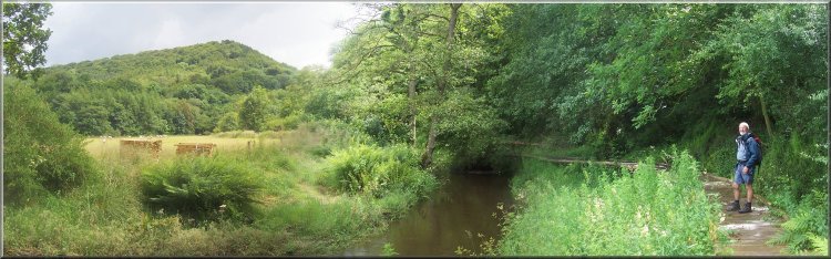 Start of the boardwalk by the river Derwent at the upstream end 