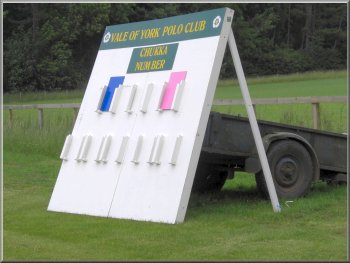 Score board at the polo field