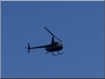 Helicopter low overhead near Wensley
