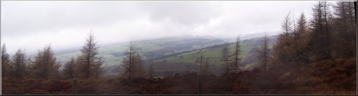 Looking up Bilsdale through the drizzle and low cloud