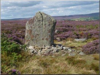 The last stone standing of an ancient stone circle on Danby Rigg