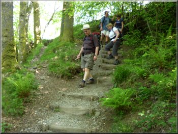 Descending the steps towards Colwith Force