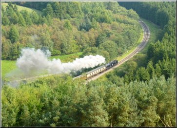 Steam train seen from Skelton Tower