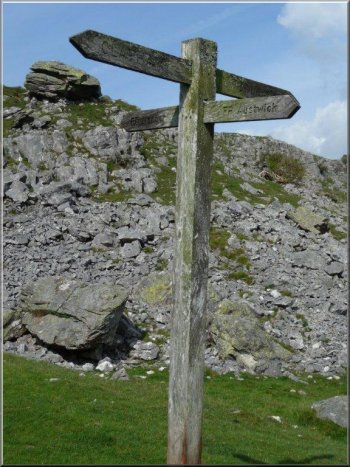A useful signpost; Claspham, Austwick, Norber, Crummack