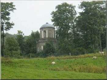 The temple at Temple Farm seen from the track