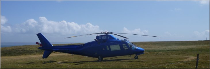 Helicopter on the Lundy Island landing pad