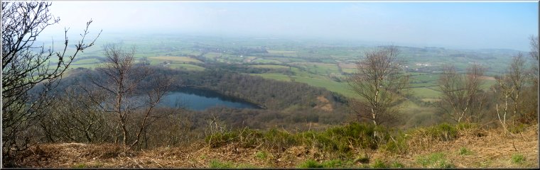 Looking down on Gormire Lake from the Cleveland Way at Sutton Bank