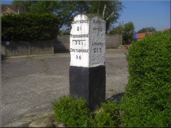 Old mile post on the Great North Road