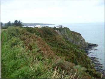 Buildings on the cliff top at the caravan site