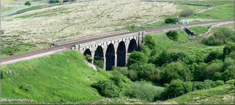 The five arches of Lunds viaduct on the Settle to Carlisle railway