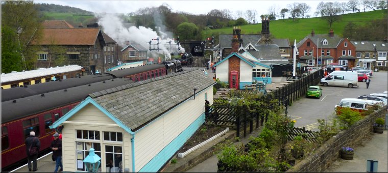 Activity at Grosmont Station as we crossed the footbridge from the car park