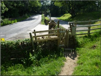 Stile on to the roadside at Farfield Farm entrance