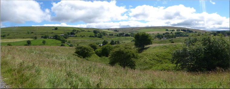 Looking southeast across the valley of the River East Allen from the access track up to Elpha Green