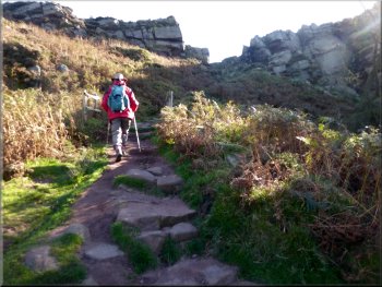 The path turned right to climb onto The Roaches ridge
