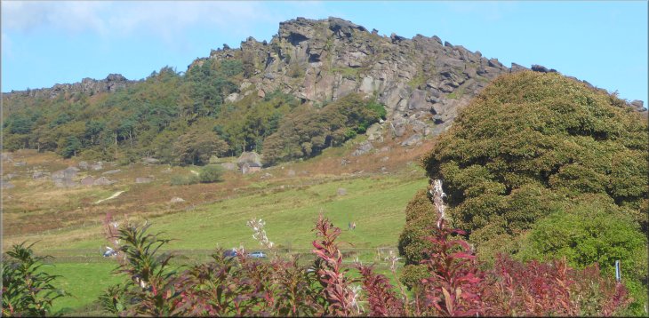 Looking up to The Roaches ridge near the end of our walk