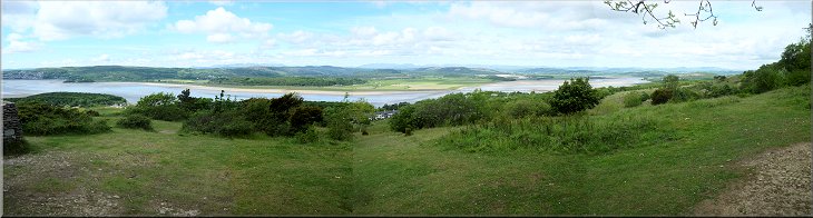 The view across an arm of Morecame Bay from Arnside Knott ridge to Grange-over-Sands