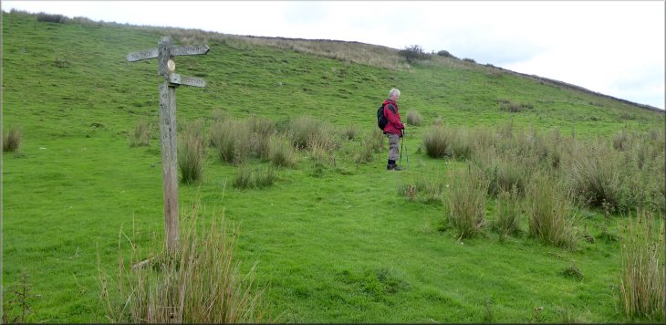 Finger post at map ref. SD 856 916 where we turned right on to the path to Hardraw