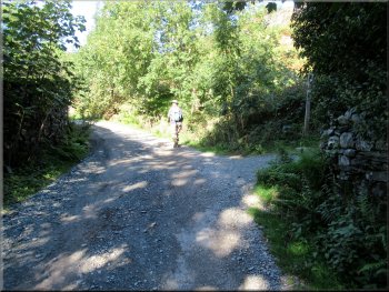 Stony unsurfaced road nearing the cattle grid