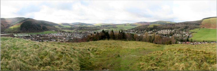 View from Pirn Hill Fort over Innerleithen and the Tweed Valley