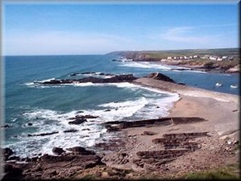 Looking north up the coast from the headland at Bude