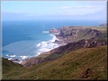 View north from the highest point on the coast path at almost 800ft above sea level