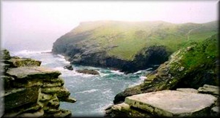 Looking down from the battlements of King Arthur's castle at Tintagel 