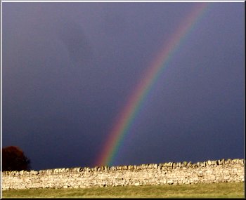 Rainbow where the winter sun meets a squally shower
