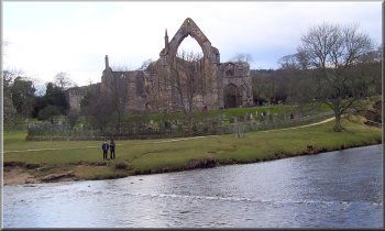 Bolton Abbey with the line of submerged stepping stones