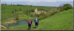 Approaching Wharram Percy on the Wolds Way