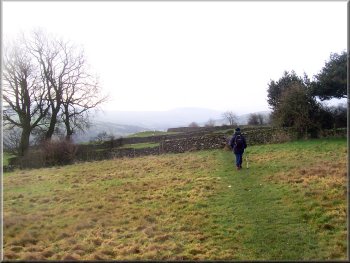 Crossing the narrow fields below Carlton