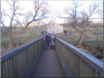 Crossing the footbridge over the Wharfe heading back to the car park in Grassington