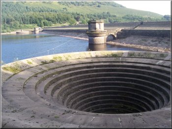 The overflow spillway at Ladybower left high and dry