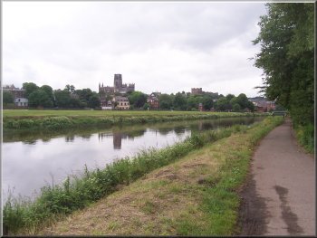 Looking back to the cathedral from the riverside walk