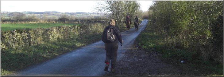 Horse riders passing us on South Moor Lane