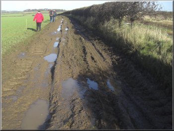 A muddy section of the track out of Rudston
