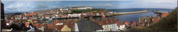 Looking across Whitby harbour from about half way up the Abbey Steps