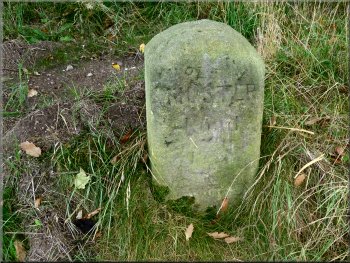 Musterfield marker stone at the road junction