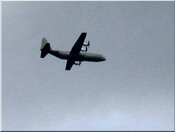 Military transport plane on low flying exercise