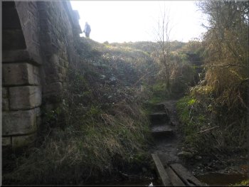 Steps up out of the railway cutting