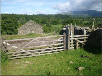 Gates at the stone barn on the way up to High Tock How farm