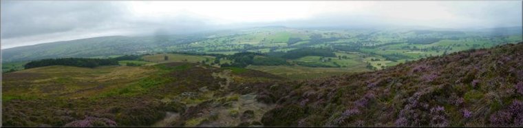 Looking over Wharfedale from the path up Beamsley Beacon on an over cast day