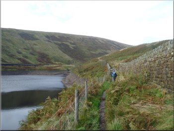 Footpath around the edge of Upper Ogden Reservoir