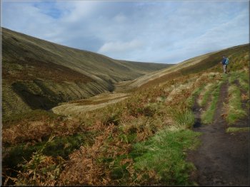 The valley of Ogden Clough cutting into Pendle Hill
