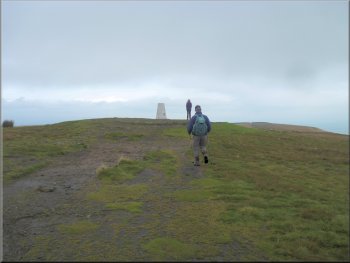 Approaching the trig point on top of Pendle Hill