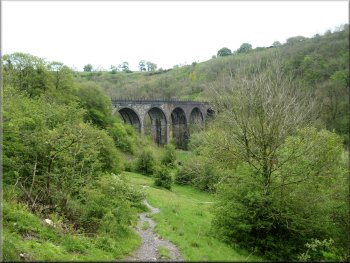 The viaduct taking the Monsal Trail over the R. Wye
